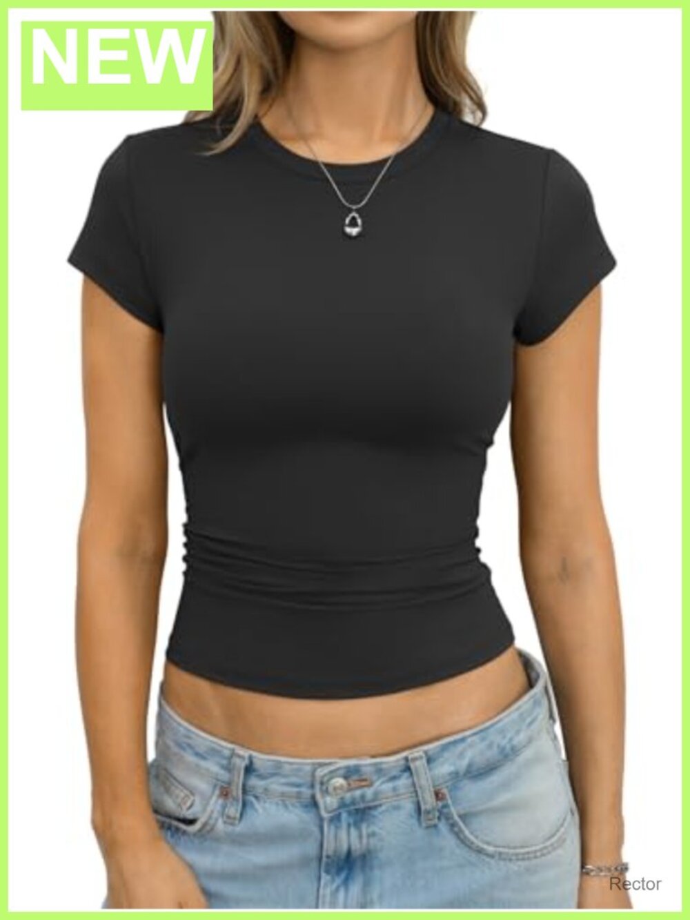 Women's Slim Fitted Cropped T-Shirt Crew Neck Short Sleeve Polyester Elastane